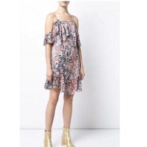 IRO Beverly Ruffle Hem Off Shoulder Dress